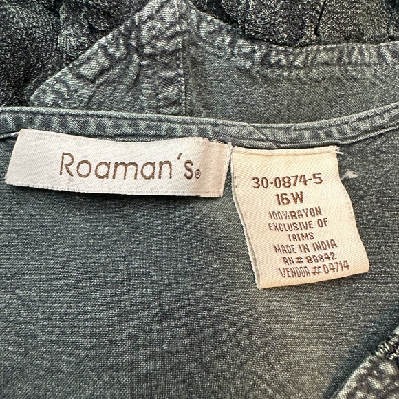 Romantic ROAMANS Forest Green Top 16W | Boho Gypsy Embroidered Revival Y2K Retro - Picture 9 of 10